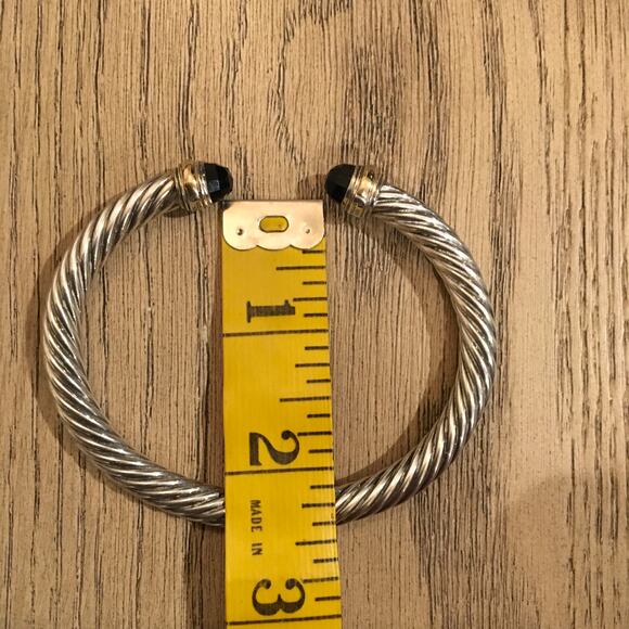 Authentic David Yurman 7mm Classic Cable Bracelet with Black Onyx & Yellow Gold - Picture 15 of 16